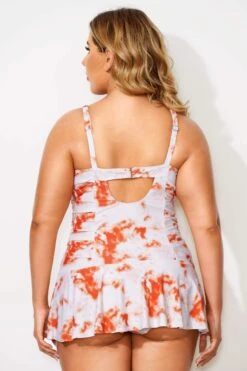 Tie Dye Printed Adjustable Straps Elegant Swimdress -Bikini Bliss Shop b desd030002 2