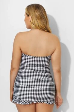 Lattice Bandeau Neckline Fringe Ruffle Hem Swimdress 7 Lattice Bandeau Neckline Fringe Ruffle Hem Swimdress -Bikini Bliss Shop b desd033002 4