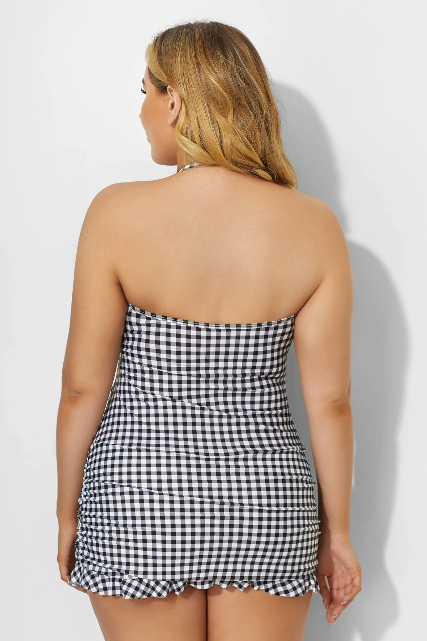 Lattice Bandeau Neckline Fringe Ruffle Hem Swimdress 4 Lattice Bandeau Neckline Fringe Ruffle Hem Swimdress - Image 4