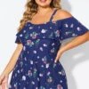 Floral Off Shoulder Tummy Control Lady Swimdress