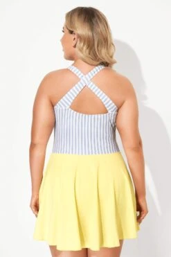 Classic Stripe Round Collar Swimdress For Lady -Bikini Bliss Shop b desd060001 3