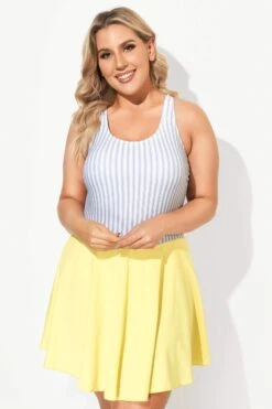 Classic Stripe Round Collar Swimdress For Lady -Bikini Bliss Shop b desd060001 4