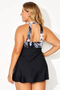 Tropical Patterns Flowers V-Neck Women Swimdress -Bikini Bliss Shop b desd077001 4