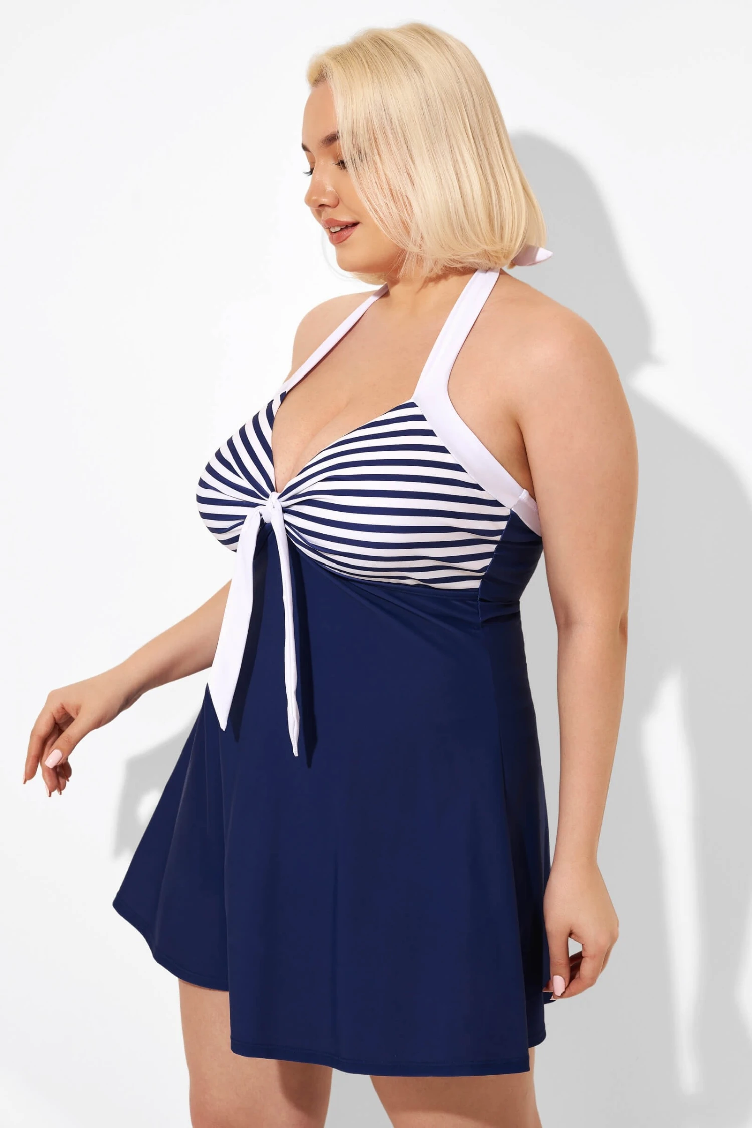 Blue Stripe Adjustable Halter Neck Swimdress 5 Blue Stripe Adjustable Halter Neck Swimdress - Image 5