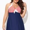 Vintage Stripe Halter Straps Women Swimdress