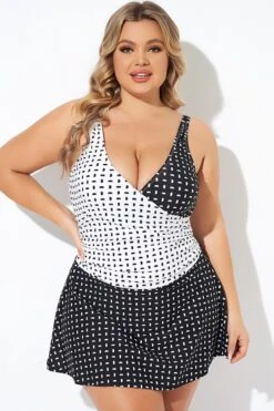 Graphic Pattern Wrap Style Adjustable Straps Swimdress -Bikini Bliss Shop b desd107001 3