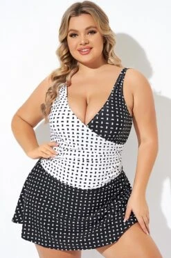Graphic Pattern Wrap Style Adjustable Straps Swimdress -Bikini Bliss Shop b desd107001 4