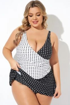 Graphic Pattern Wrap Style Adjustable Straps Swimdress -Bikini Bliss Shop b desd107001 5