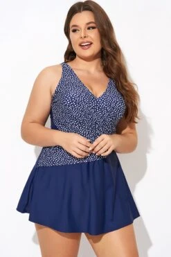 Silver Foil Dots Mesh-inset Wrap Swimdress -Bikini Bliss Shop b desd114001 4