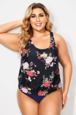 Floral Printed Scoopneck Women Classy Tankini Top -Bikini Bliss Shop b detan003004 4