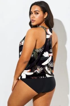 Flower Printed Round Neck Women Tankini Top -Bikini Bliss Shop b detan003005 44