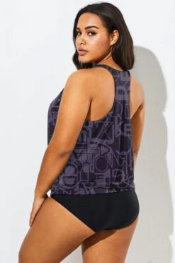 Black Racerback Beach Oversize Women Tankini Top -Bikini Bliss Shop b detan003006 55