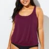 Wine Racerback Classic Blouson Tankini Top