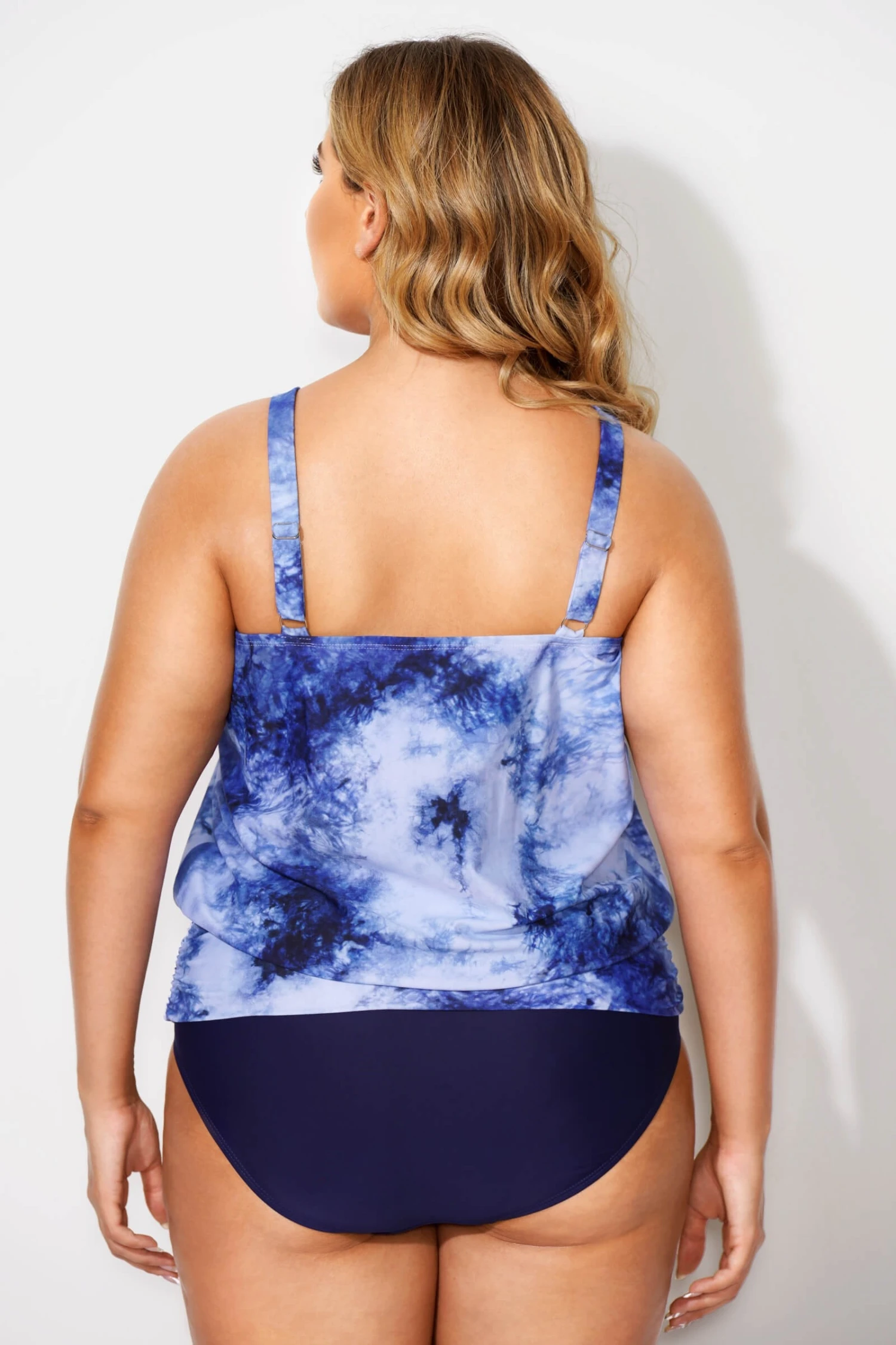 Tie Dye Printed Loop Strap Blouson Tankini Top 2 Tie Dye Printed Loop Strap Blouson Tankini Top - Image 2