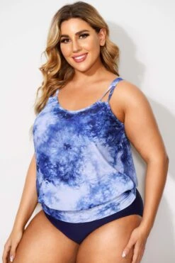 Tie Dye Printed Loop Strap Blouson Tankini Top 6 Tie Dye Printed Loop Strap Blouson Tankini Top -Bikini Bliss Shop b detan010002 3