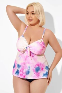 Tie Dye Tie Front Tankini Top For Lady -Bikini Bliss Shop b detan024002 4