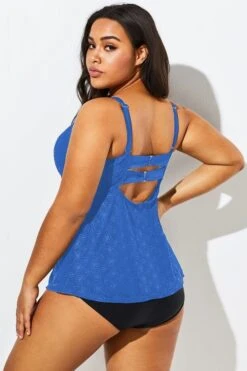 Blue Twist-front Sweetheart Neckline Tankini Top -Bikini Bliss Shop b detan030003 55