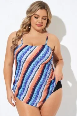 Boho Bandeau Vintage Women Long Tankini Top -Bikini Bliss Shop b detan060006 4