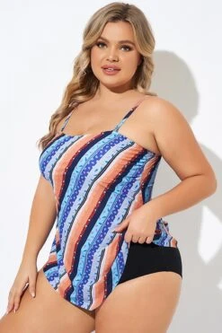 Boho Bandeau Vintage Women Long Tankini Top -Bikini Bliss Shop b detan060006 6