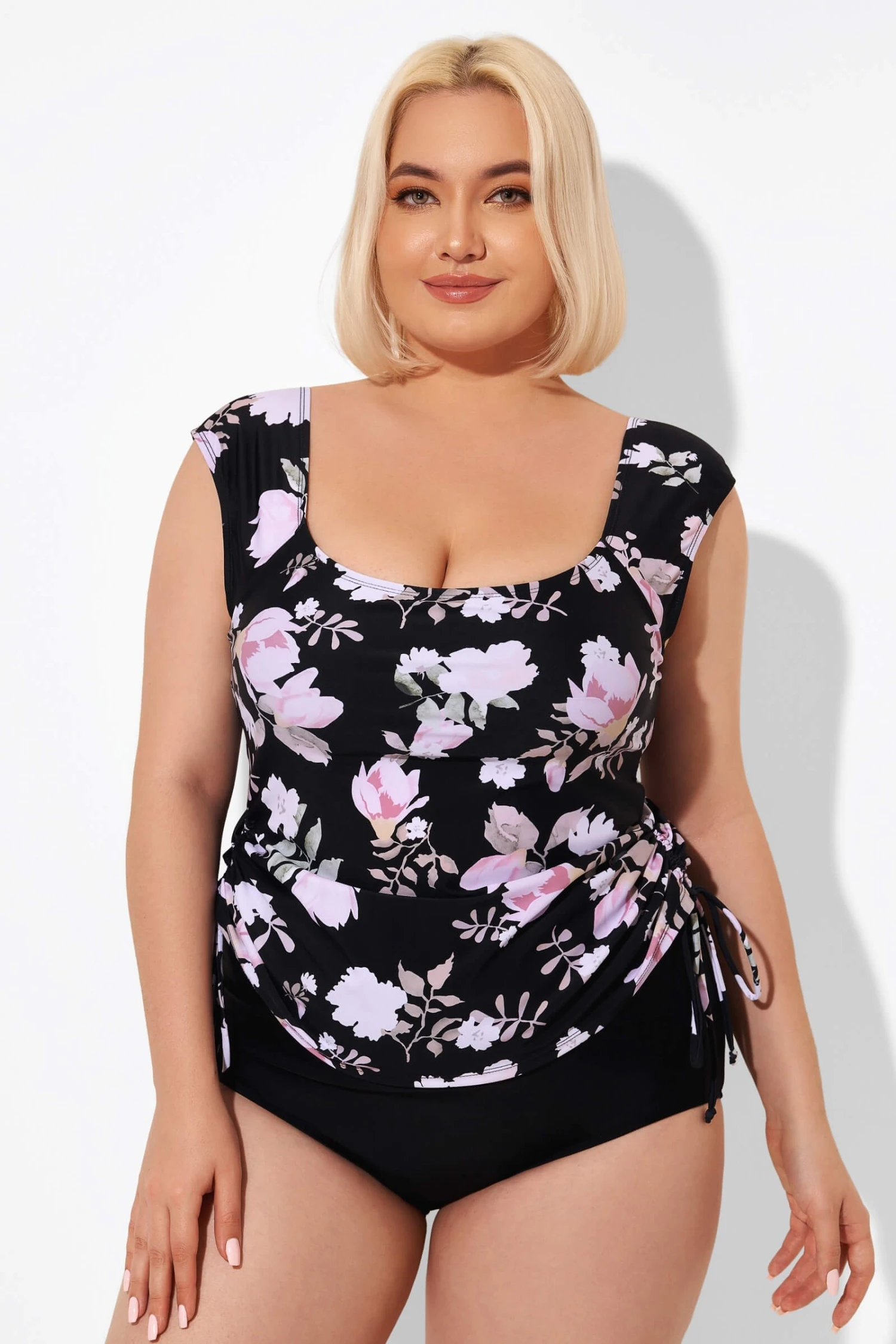 Floral Printed Adjustable Tankini Top With Sleeves 4 Floral Printed Adjustable Tankini Top With Sleeves - Image 4