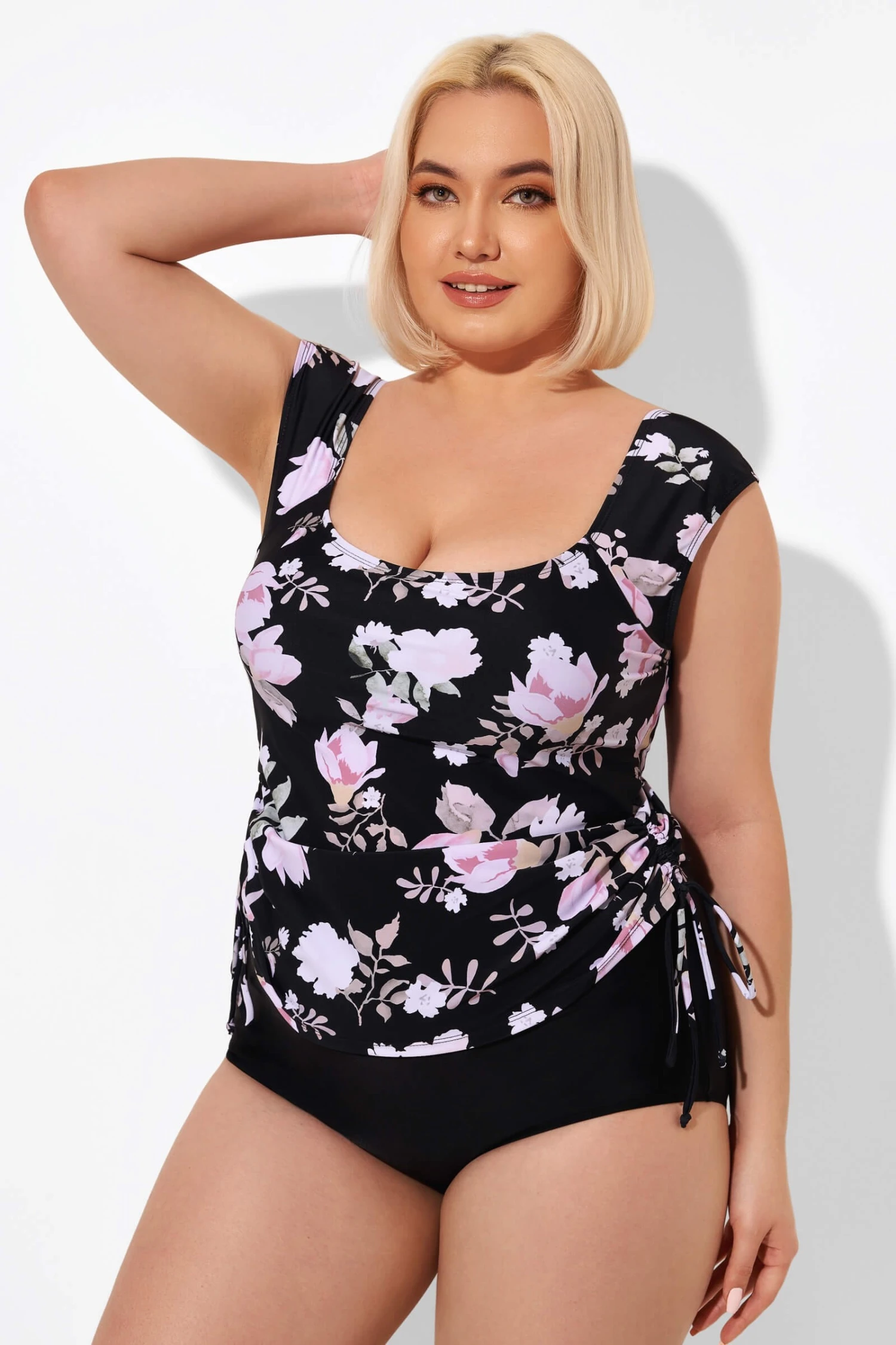 Floral Printed Adjustable Tankini Top With Sleeves 5 Floral Printed Adjustable Tankini Top With Sleeves - Image 5