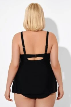 Black Sexy Tie Front Underwire Tankini Top -Bikini Bliss Shop b detan132001 2