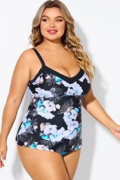 Floral Print Underwire A-line Women Tankini Top -Bikini Bliss Shop b detan142002 6