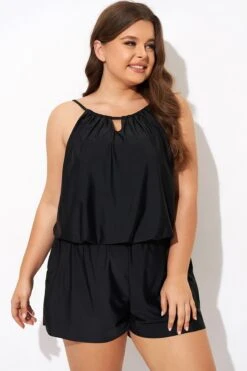 Black High Neck Fashion Tankini Top -Bikini Bliss Shop b detan171001 4