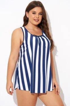 Striped Navy Blue Bowknot Women Tankini Top 11 Striped Navy Blue Bowknot Women Tankini Top -Bikini Bliss Shop b detan174001 6