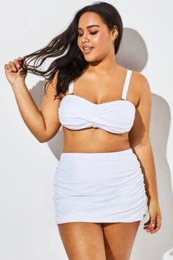 White Twist Front Bandeau Spa Bikini With Skirt -Bikini Bliss Shop b sfbk1911009 1