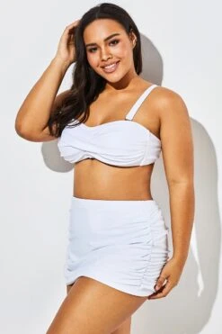 White Twist Front Bandeau Spa Bikini With Skirt -Bikini Bliss Shop b sfbk1911009 3