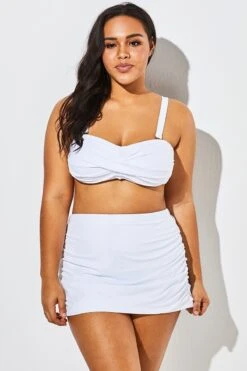 White Twist Front Bandeau Spa Bikini With Skirt -Bikini Bliss Shop b sfbk1911009 6
