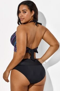 Black And Purple Printed Halter Sexy Bikini Set -Bikini Bliss Shop b sfbk1911038 6 3