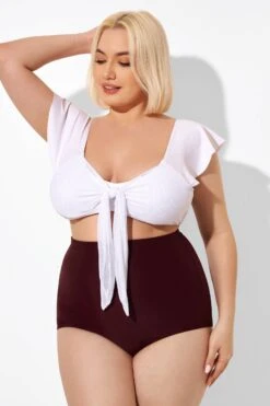 White Cap Sleeve Tie-front Bikini Top -Bikini Bliss Shop b sfbk1911059 3
