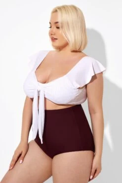 White Cap Sleeve Tie-front Bikini Top -Bikini Bliss Shop b sfbk1911059 4