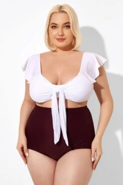 White Cap Sleeve Tie-front Bikini Top -Bikini Bliss Shop b sfbk1911059 5