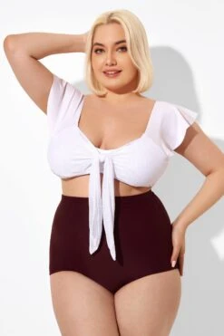White Cap Sleeve Tie-front Bikini Top -Bikini Bliss Shop b sfbk1911059 6