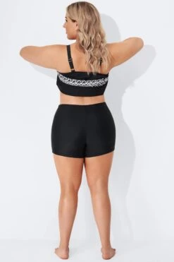 Black Solid Mid Waist Women Boy Short -Bikini Bliss Shop b sfbt1911001 3