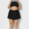 Black Lady Side Slit Skirt With Built-in Brief
