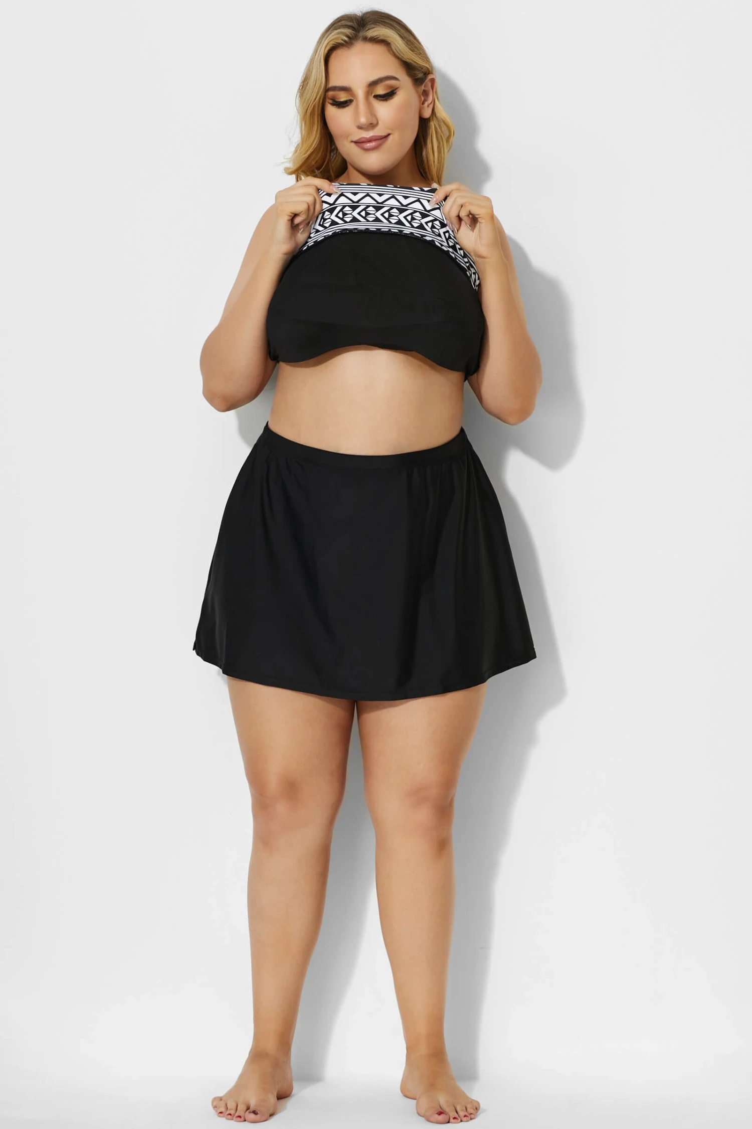 Black Lady Side Slit Skirt With Built-in Brief 1 Black Lady Side Slit Skirt With Built-in Brief