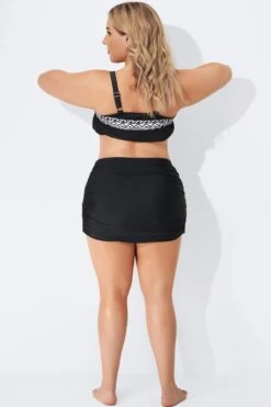 Black Beach Shirred Skirt With Built-in Brief -Bikini Bliss Shop b sfbt1911005 3