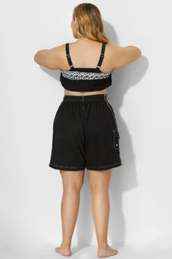 Solid Long Black Board Loose Short -Bikini Bliss Shop b sfbt1911009 4