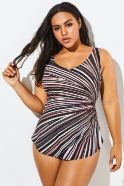 V-neck Prism Sarong Front One Piece Swimsuit -Bikini Bliss Shop b sfop1911013 6