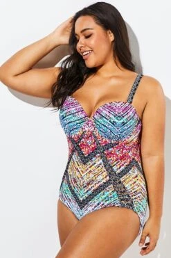 Technicolor Cut Out Underwire One Piece Swimsuit -Bikini Bliss Shop b sfop1911014 4