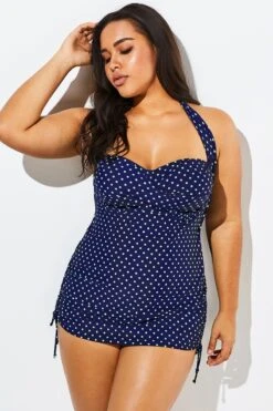 Blue Polka Dot One Piece Swimsuit For Women -Bikini Bliss Shop b sfop1911017 4