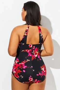 Poppies H-Back Sarong Front One Piece Swimsuit -Bikini Bliss Shop b sfop1911023 5