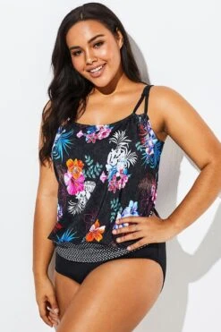 Hawaiian Printed Blouson One Piece Swimsuit -Bikini Bliss Shop b sfop1911039 6