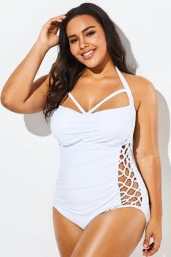 White Hollow Out Underwire One Piece Swimsuit -Bikini Bliss Shop b sfop1911056 4