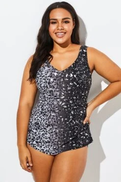 Modern Sarong Front V-Neck One Piece Swimsuit -Bikini Bliss Shop b sfop1911072 4