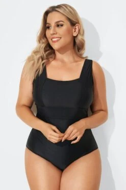 Black Square Neckline Straps One Piece Swimsuit 7 Black Square Neckline Straps One Piece Swimsuit -Bikini Bliss Shop b sfop1911103 3